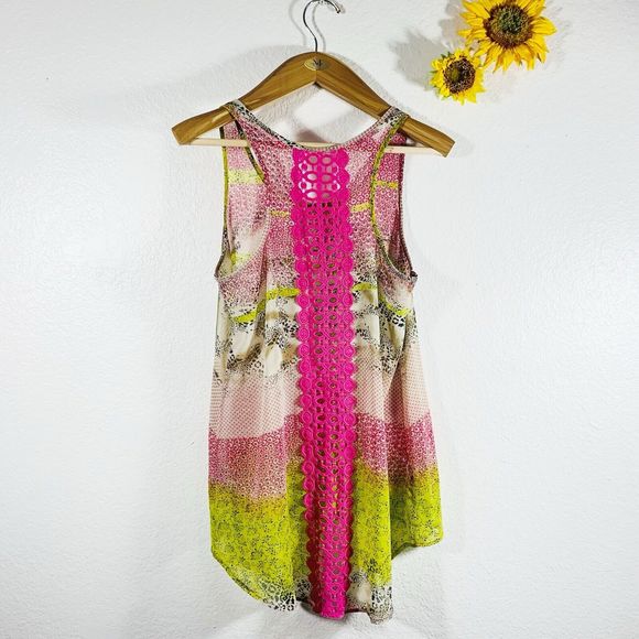 Patreons Of Peace Floral Animal Print Multi-pattern Sleeveless Blouse Size Med - Picture 4 of 7